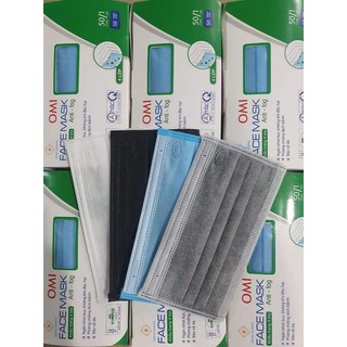 Khẩu Trang Y Tế 4 Lớp OMI Có LOGO,Hộp 50 Chiếc Tác Dụng Kháng Khuẩn,Lọc Khói Bụi Độc Hại.