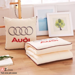 Gối và chăn (mền) 2 trong 1 (logo Audi) - Sử dụng làm tựa lưng, chăn đắp văn phòng hoặc ô tô tiện dụng