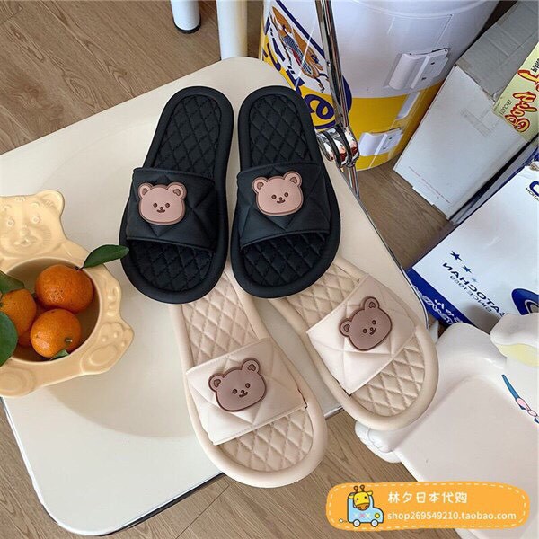 Dép gấu xinh kẻ chỉ