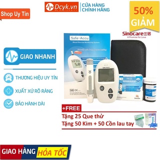 ✅ [TẶNG CỒN] Máy Đo Đường Huyết: Sinocare Safe-Accu (Đức) (Trọn Bộ 25 Que, 50 Kim) BH Trọn Đời - DCYK0560