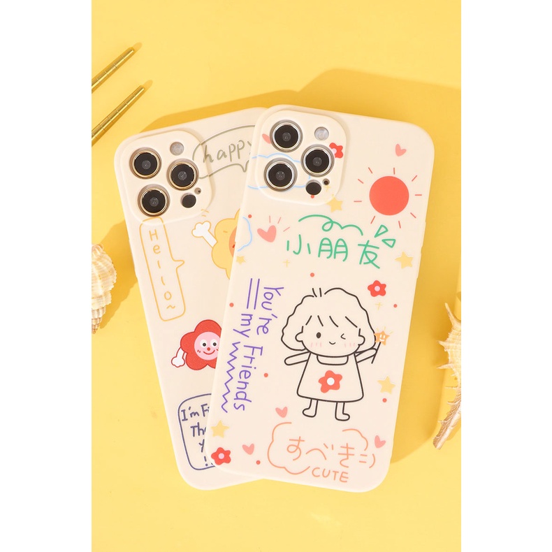Ốp lưng iphone cạnh vuông ốp iphone hoa mặt trời của bé siêu dễ thương iphone 11promax/7plus/8/x/xsmax/12promax e83