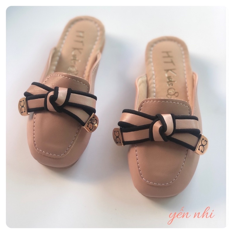 Giày sục cho bé,Sục nơ ấu da Pu mềm phong cách Hàn Quốc bé gái 2-10 tuổi