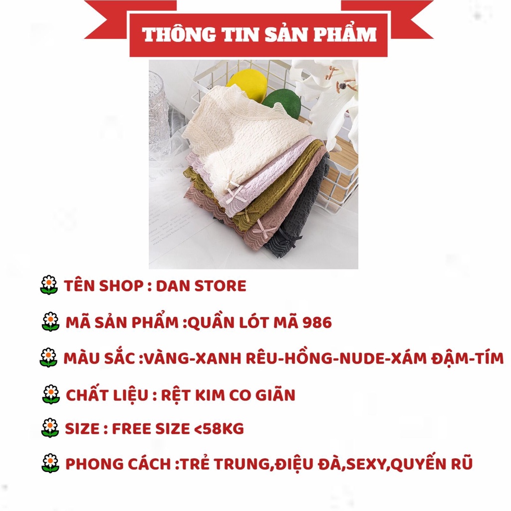 Quần Lót Nữ - Quần Lót Nữ rệt kim siêu co giãn kháng khuẩn DAN STORE MÃ 986