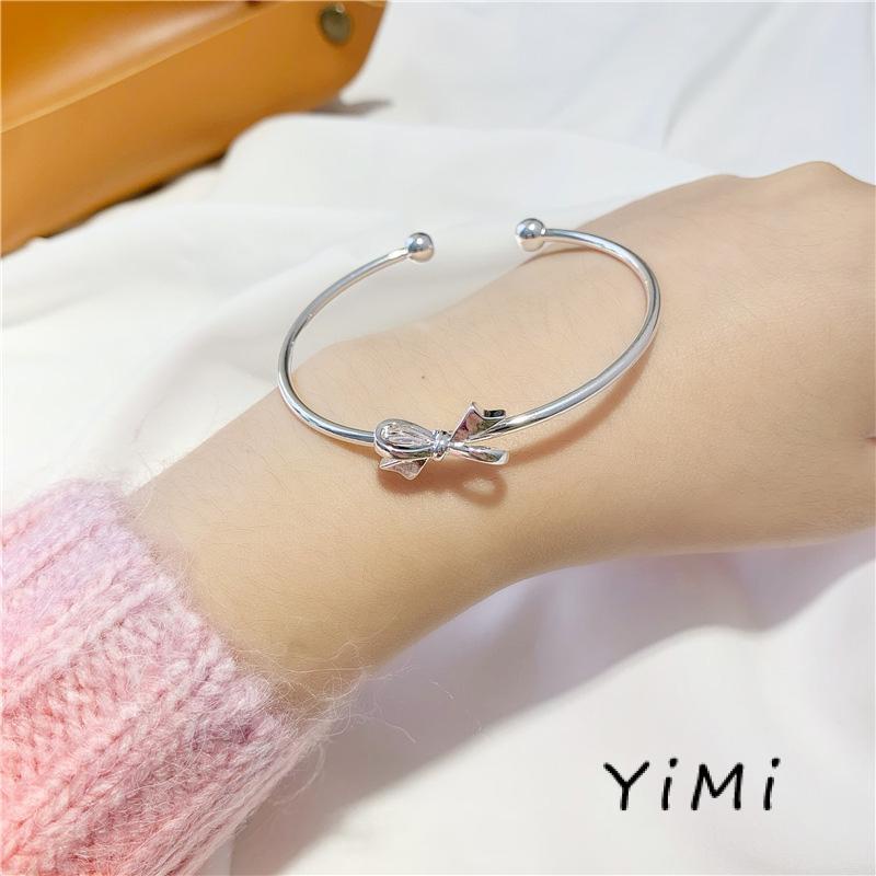 Vòng Đeo Tay Bạc Đính  Nơ Ngọt Ngào Dễ Thương Làm Quà Tặng Cho Bạn Gái/ Bạn Gái