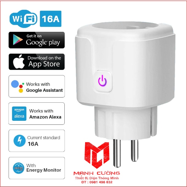 Ổ cắm Wifi đo điện 20a, 16a app tuya, smart life