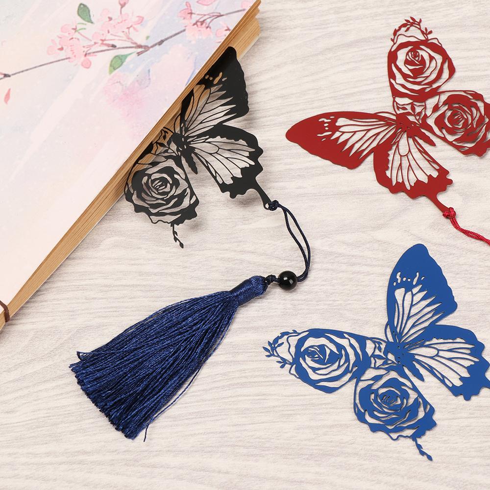 LAKAMIER Thẻ Đánh Dấu Trang Sách Bằng Đồng Thau Phối Tua Rua Phong Cách Retro