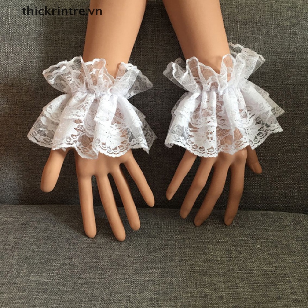 Găng Tay Ren Ngắn Co Giãn Phối Bèo Phong Cách Lolita