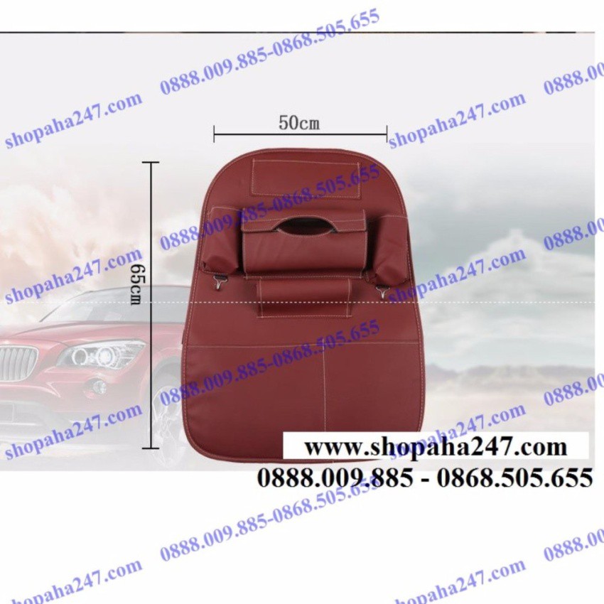 Túi đựng đồ 7 ngăn sau ghế xe hơi đa năng bằng da cao cấp (màu kem) shopaha247