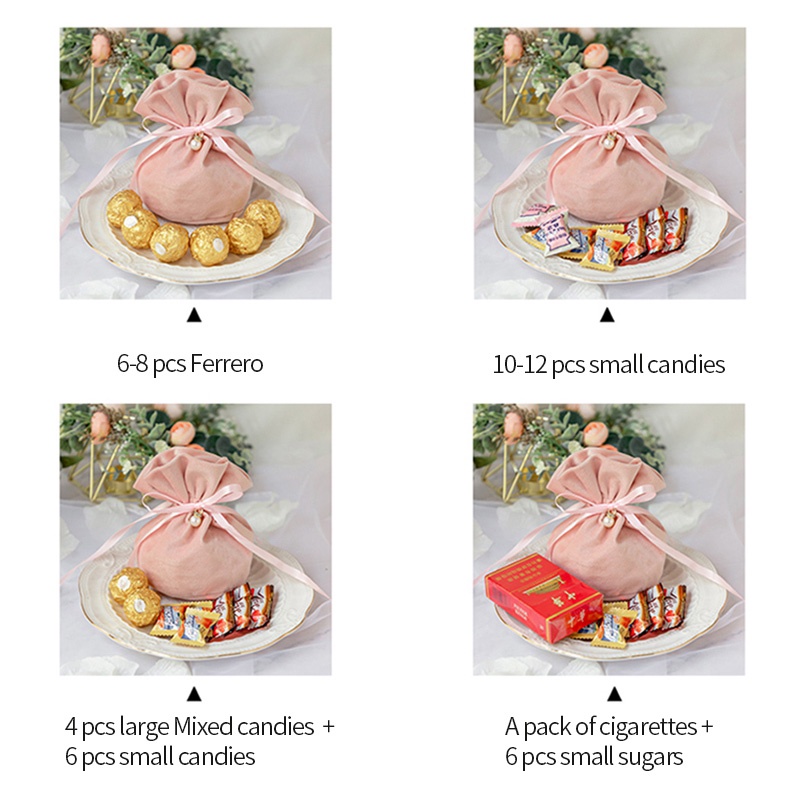 Túi đựng kẹo bằng vải nhung nhỏ trang trí cho đám cưới dễ thương