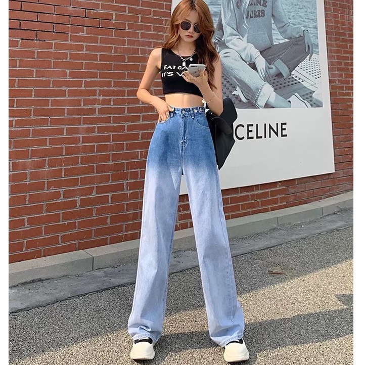 Quần Jeans Nữ Ống Suông - Quần Bò Nữ Ống Rộng Loang Màu Cá Tính Senorita