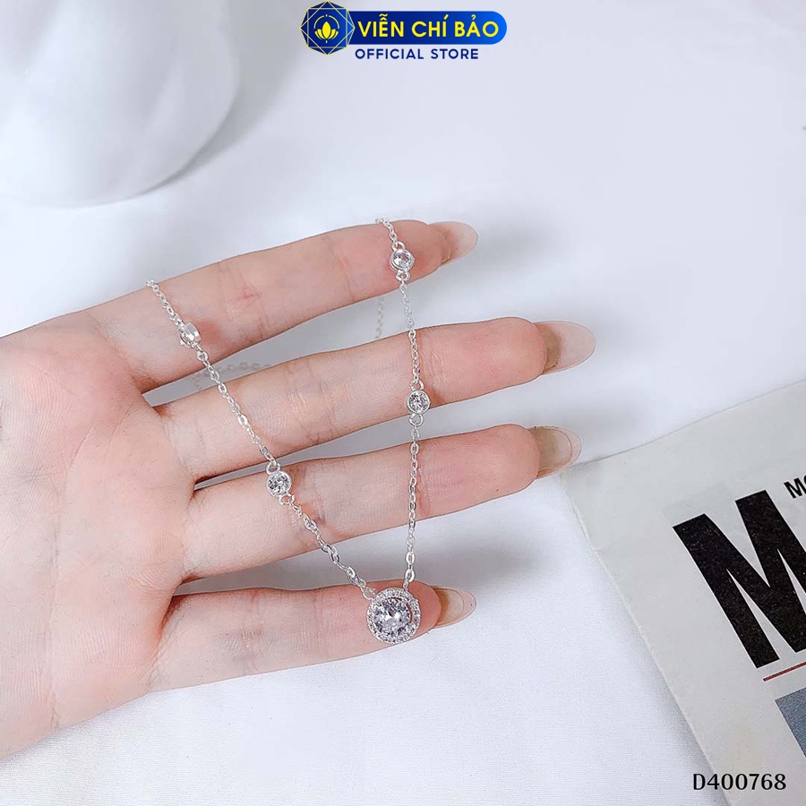 Dây chuyền bạc nữ mặt đá tròn new chất liệu bạc 925 thời trang phụ kiện trang sức Viễn Chí Bảo D400768