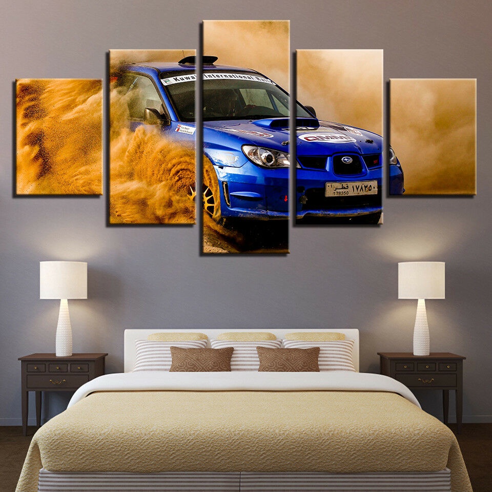 Set 5 Tranh Sơn Dầu Vải Bố Hình Xe Hơi Subaru