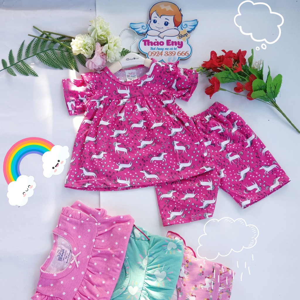 Bộ đồ bé gái VNXK 💞 Bộ cotton cộc tay bé gái bánh bèo babydoll tiểu thư bozip xuất dư