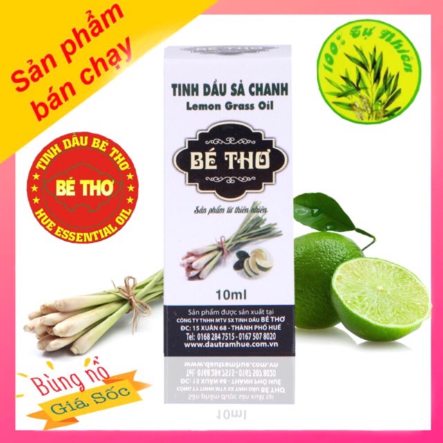 Tinh dầu sả chanh ( Hàng chính hãng có tem chống giả của Công ty TNHH MTV Sản xuất Tinh dầu Bé Thơ) 60k-180k