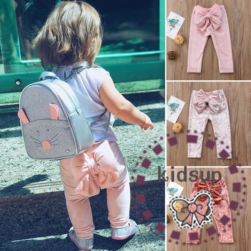 ✸ღ✸New Fashion Toddler Kids Baby Girls Bowknot Bottoms Pleuche Pants Leggings Clothes