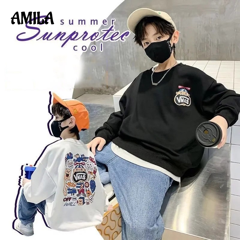 Áo sweater AMILA tay dài phong cách thời trang cho bé trai thời trang bé trai