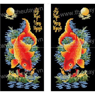 Tranh Đính Đá ABC 3D Lý Ngư Vọng Nguyệt DF438 (KHÁCH TỰ ĐÍNH) KT:90X80CM