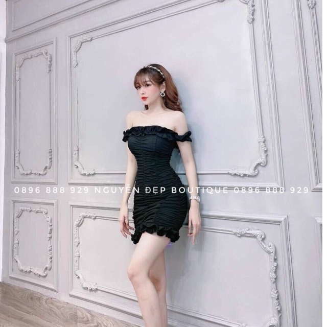 Đầm body nhún trễ vai ( ĐS )