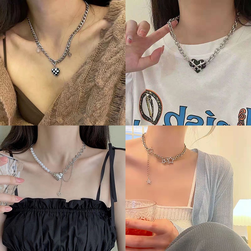 Vòng cổ Chuỗi Ngọc Trai Thiết Kế Đơn Giản Phong Cách Hip hop Mới
