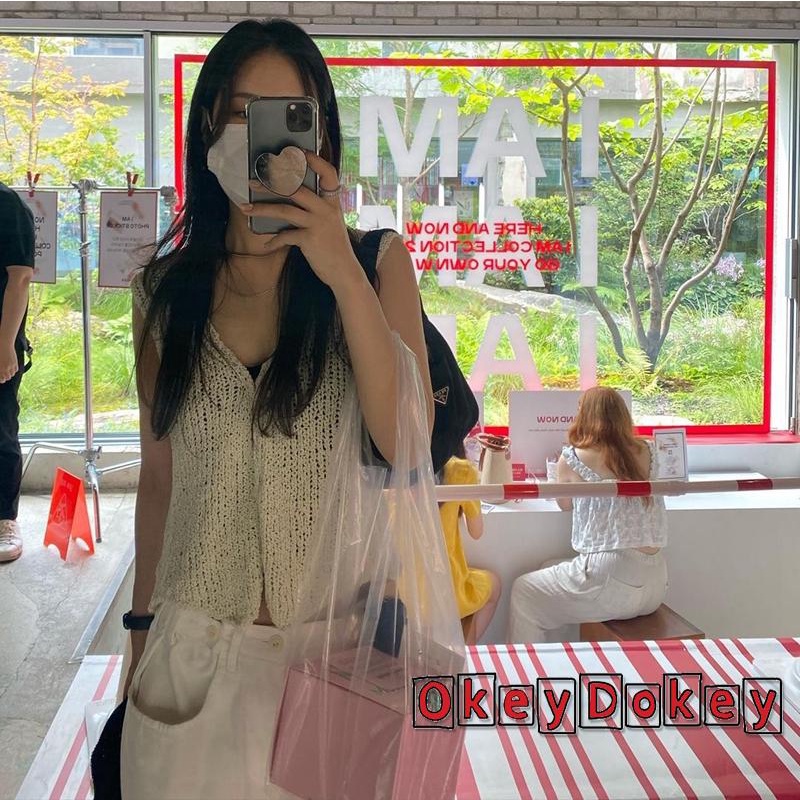 Áo Cardigan Dệt Kim Không Tay Cổ Chữ V Màu Trơn Cài Nút Thời Trang Xuân Hè Cho Nữ