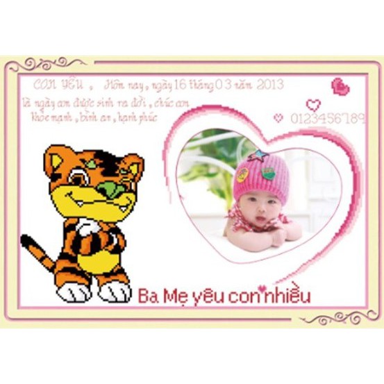 Tranh thêu con cọp  222703 - kích thước: 53 * 38cm.