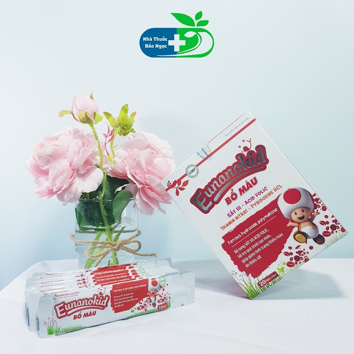 Eunanokid bổ máu bổ sung sắt và acid folic, hỗ trợ tạo máu, giúp giảm thiếu máu do thiếu sắt