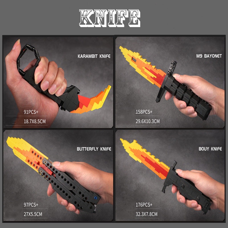 Đồ Chơi Lắp Ráp Mô Hình Dao Butterfly, M9 Bayonet, Karambit, Bouy Trong CSGO - Xếp Hình Phát Triển Trí Tuệ Cho Bé