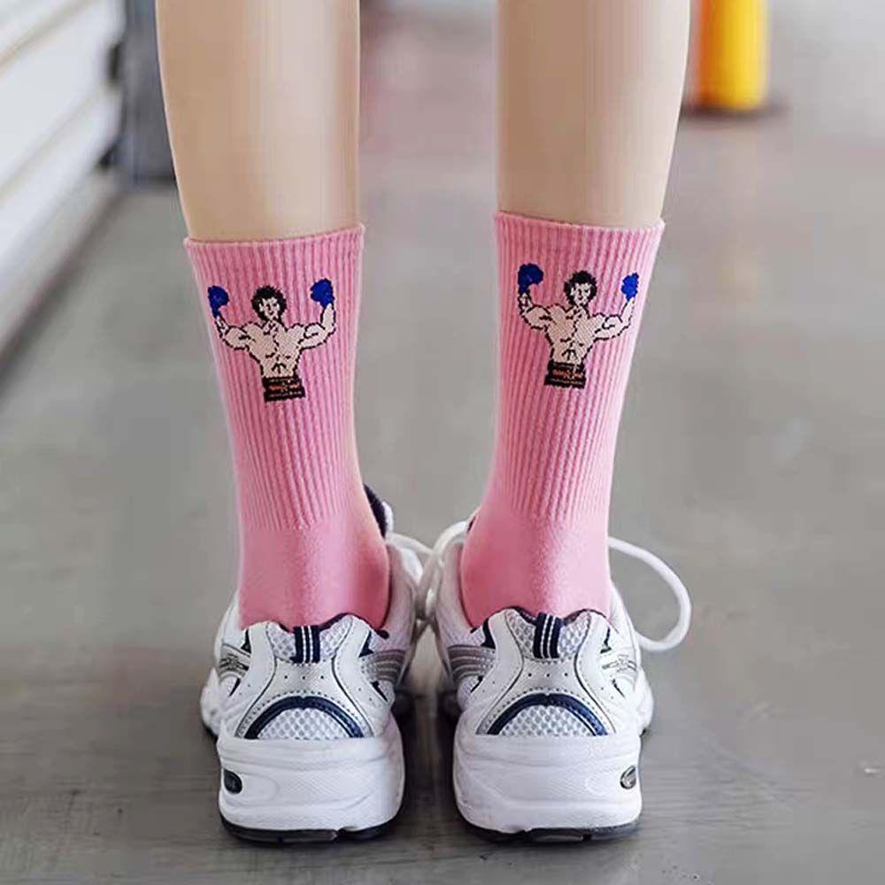 Vớ Cotton Thể Thao Họa Tiết Hoạt Hình Dễ Thương Dành Cho Cặp Đôi
