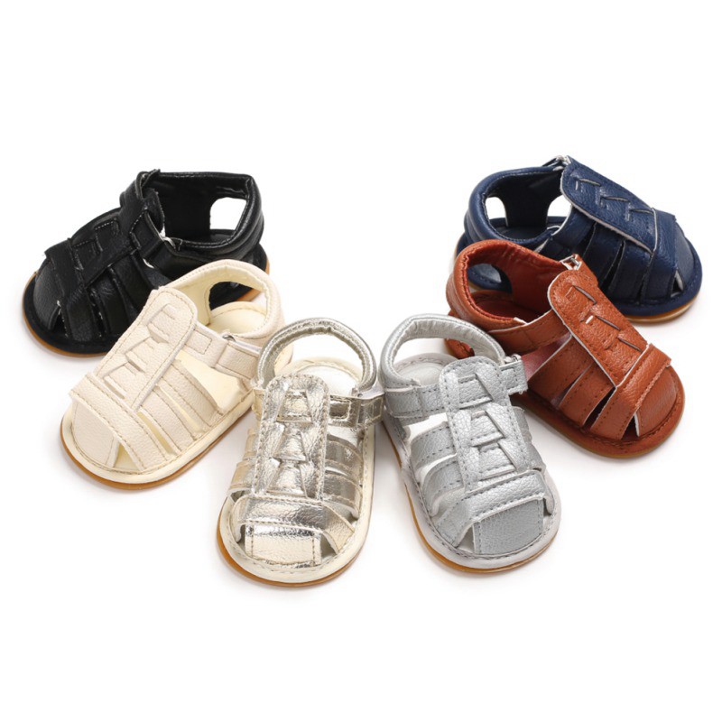 Giày sandal da PU đế mềm chống trượt cho bé trai