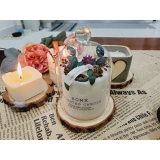 Combo nến thơm hoa khô 250g+ đế gỗ vintage+chụp thủy tinh blink blink. hình shop chụp