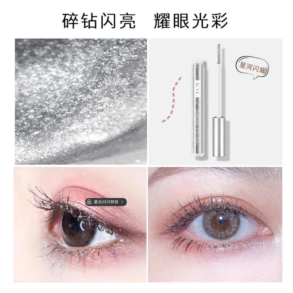 [Hàng mới về] Mascara chuốt cong và dài mi nhanh khô chống nước phối kim tuyến lấp lánh