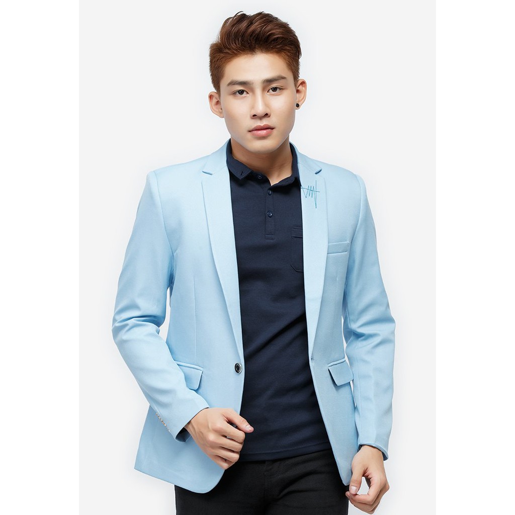 Áo vest Titishop màu xanh da trời cổ bẻ thêu họa tiết AVN60