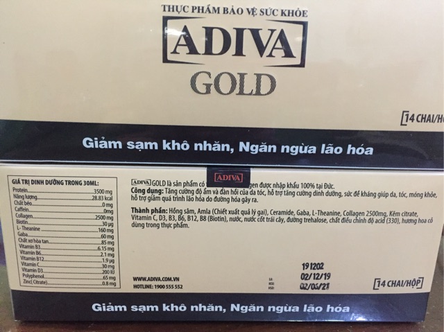 [Mã 77FMCGSALE giảm 8% đơn 500K] (CHÍNH HÃNG) 01 hộp GOLD ADIVA COLLAGEN THẾ HỆ MỚI (14 lọ/ hộp) | BigBuy360 - bigbuy360.vn