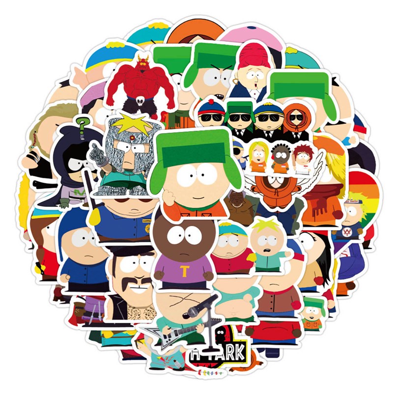 Set 50 miếng dán hoạt hình Anime South Park DIY trang trí đa ứng dụng|Hình dán trang trí tường độc đáo