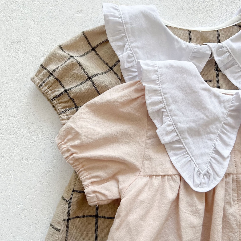 Bộ Babydoll Bé Gái, Set Bé Gái Kẻ Sọc Chất Xô Linen Thoáng Mát Cho Bé Từ 5-13kg [GS26]