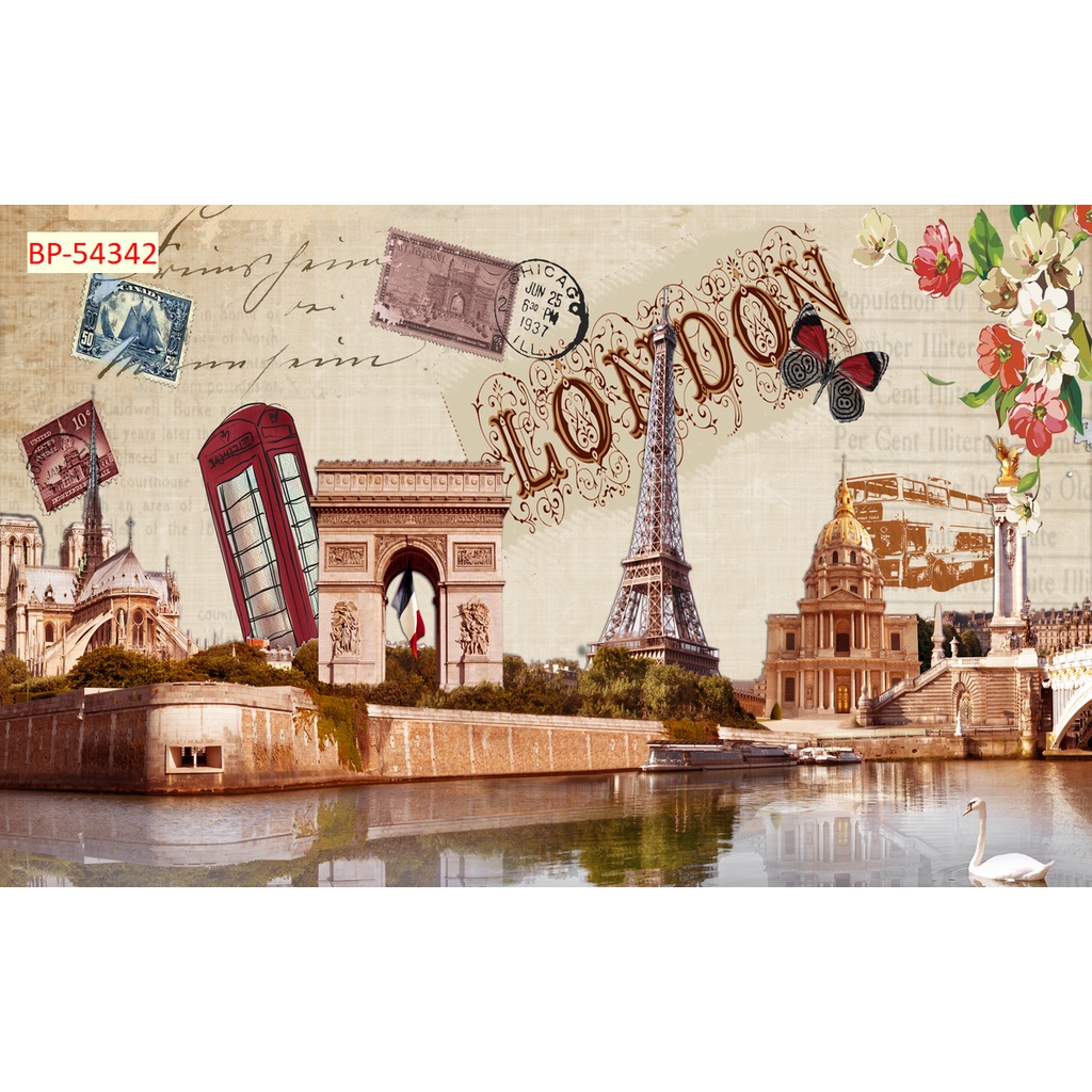 Tranh dán tường trang trí Quán Cafe, Trà Sữa, Trang Trí Cửa Hàng 3D