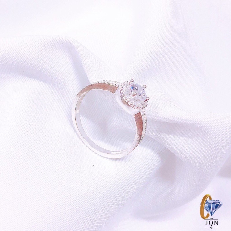 Nhẫn nữ bạc thật mẫu mới mặt đá tròn trẻ trung chất liệu bạc ta sáng đẹp, bền màu/ Trang sức JQN