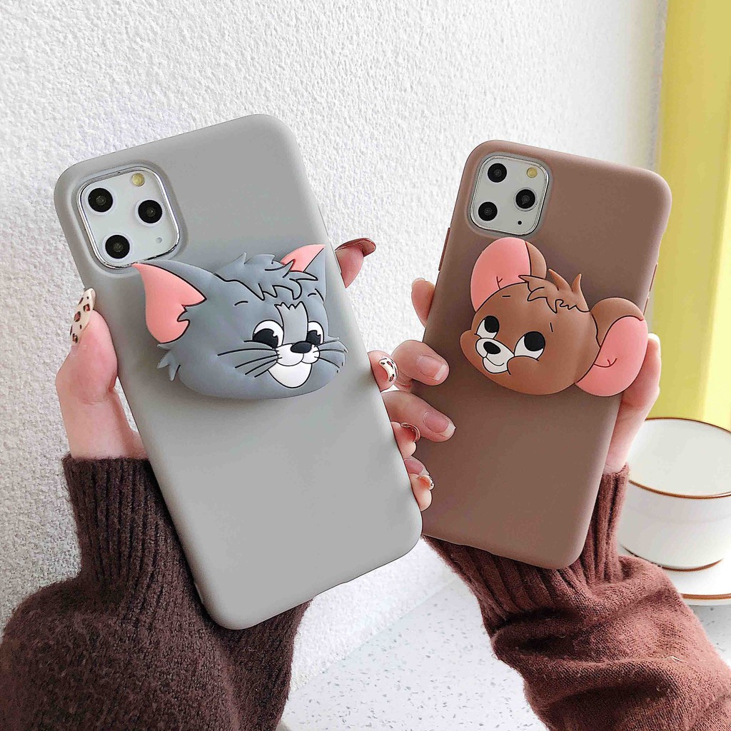 Ốp iPHONE 6S PLUS 7 8 SE có đế giữ hoạt hình Tom và Jerry cho XR XS MAX 11 PRO MAX