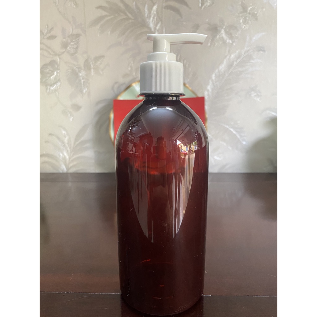 Chai nhựa Pet nâu 500ml vòi nhấn