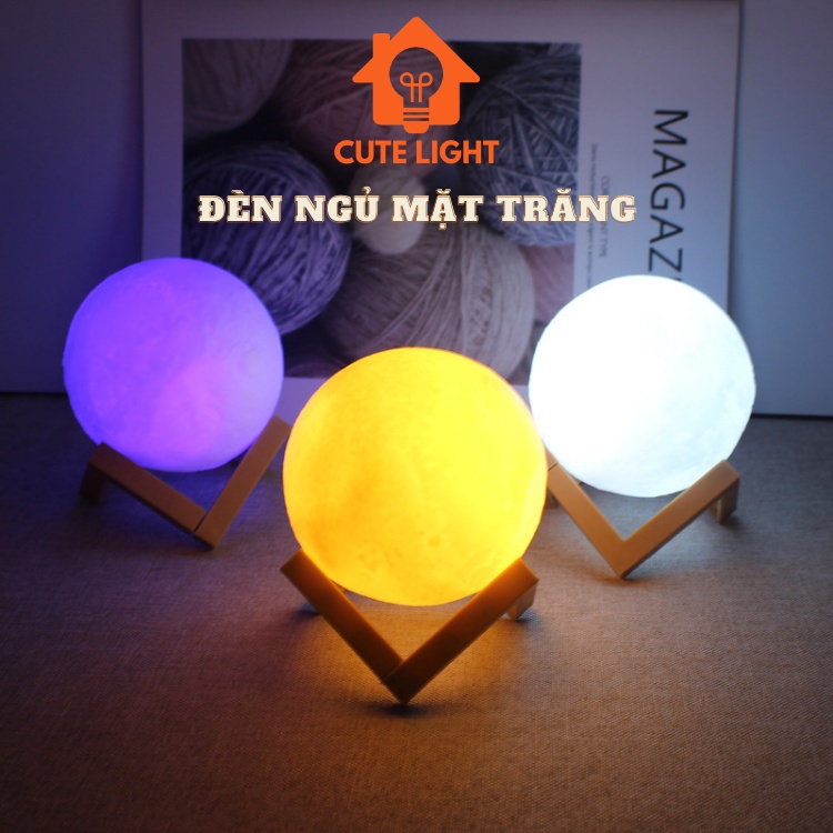Đèn ngủ mặt trăng 3D, đèn led để bàn trang trí phòng ngủ kích thước 8.5cm 10cm 12cm 15cm