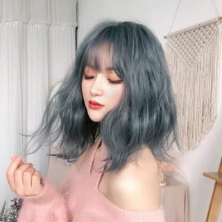 Tóc giả nguyên đầu xù sóng xám lạnh