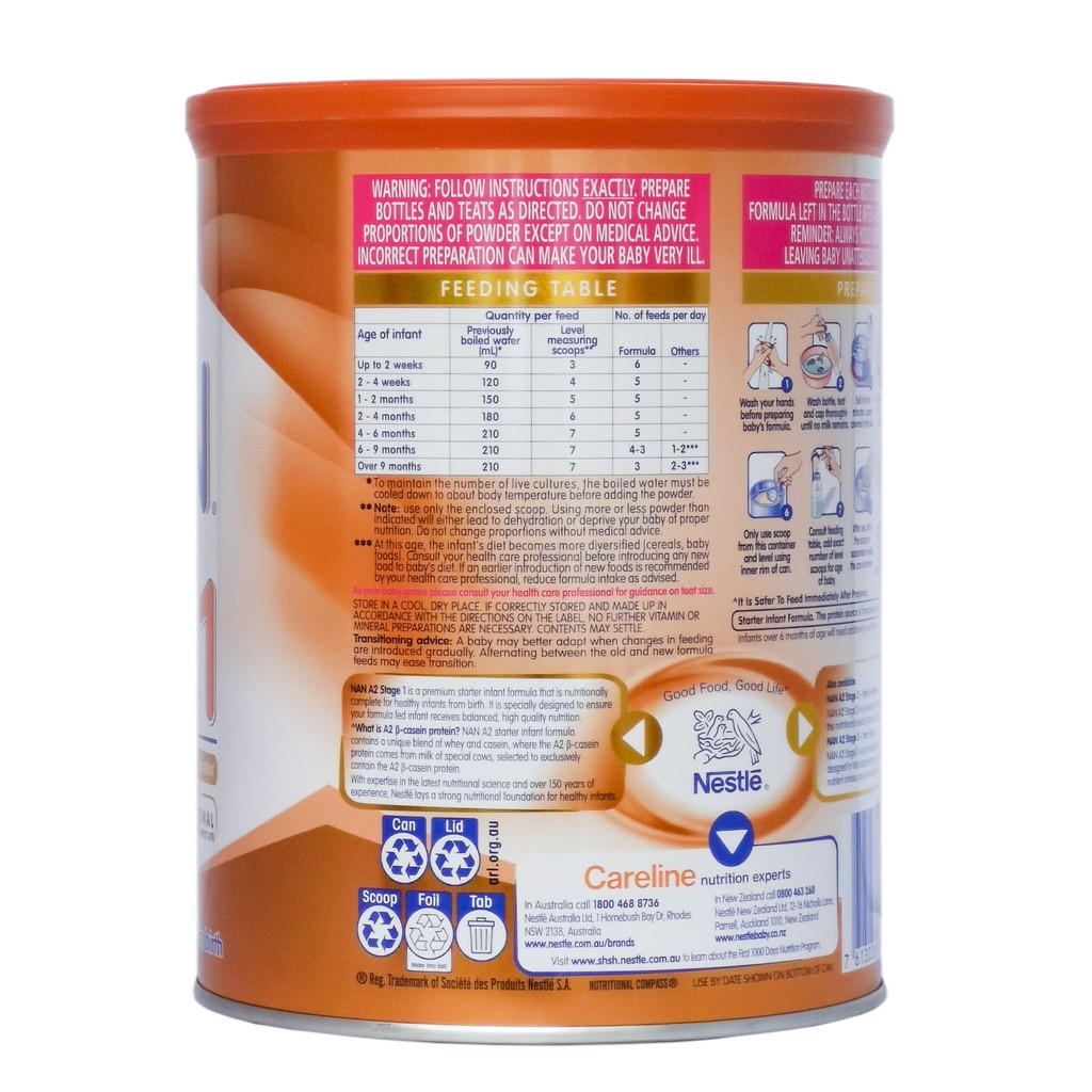 Sữa Bột Nestlé NAN A2 Úc 1 - Hộp 800g