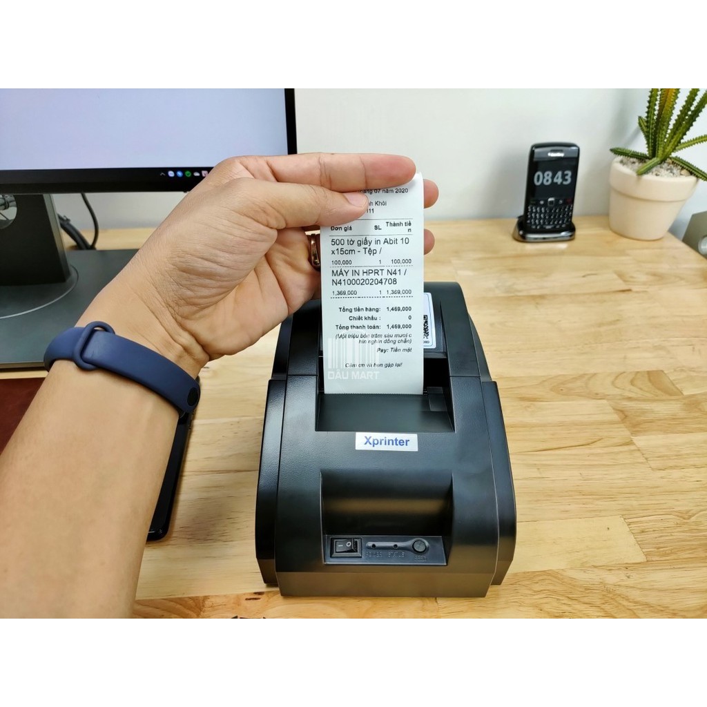 Máy in hoá đơn K58 Xprinter XP 58IIH in bill tính tiền POS từ các phần mềm bán hàng sử dụng giấy in nhiệt K58 58mm