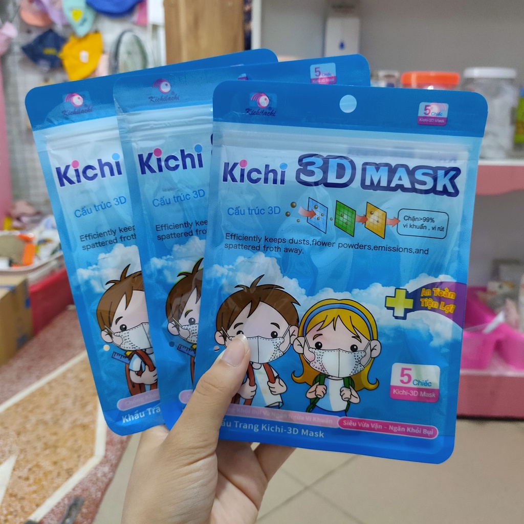 KHẨU TRANG TRẺ EM KICHI 3D MASK Túi 5 chiếc