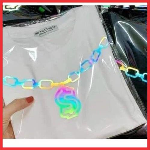 áo thun phản quang xích cổ unisex, áo thun nam nữ from rộng vải cotton xịn mềm mát hút mồ hôi
