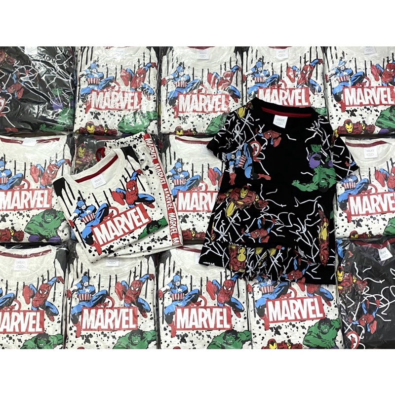 Set 2 bộ cotton cộc tay Marvel cho bé trai size từ 10-24 cân
