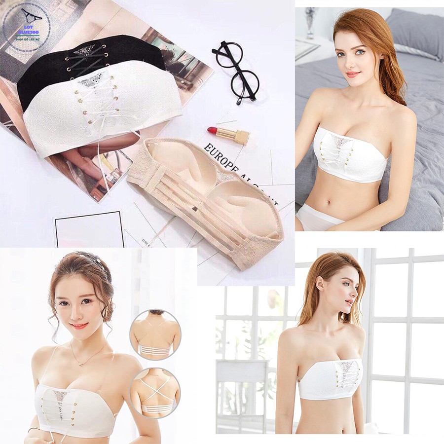 ÁO LÓT KHÔNG DÂY NÂNG NGỰC CHỐNG TỤT DÂY RÚT - CÚP REN RÚT | BigBuy360 - bigbuy360.vn