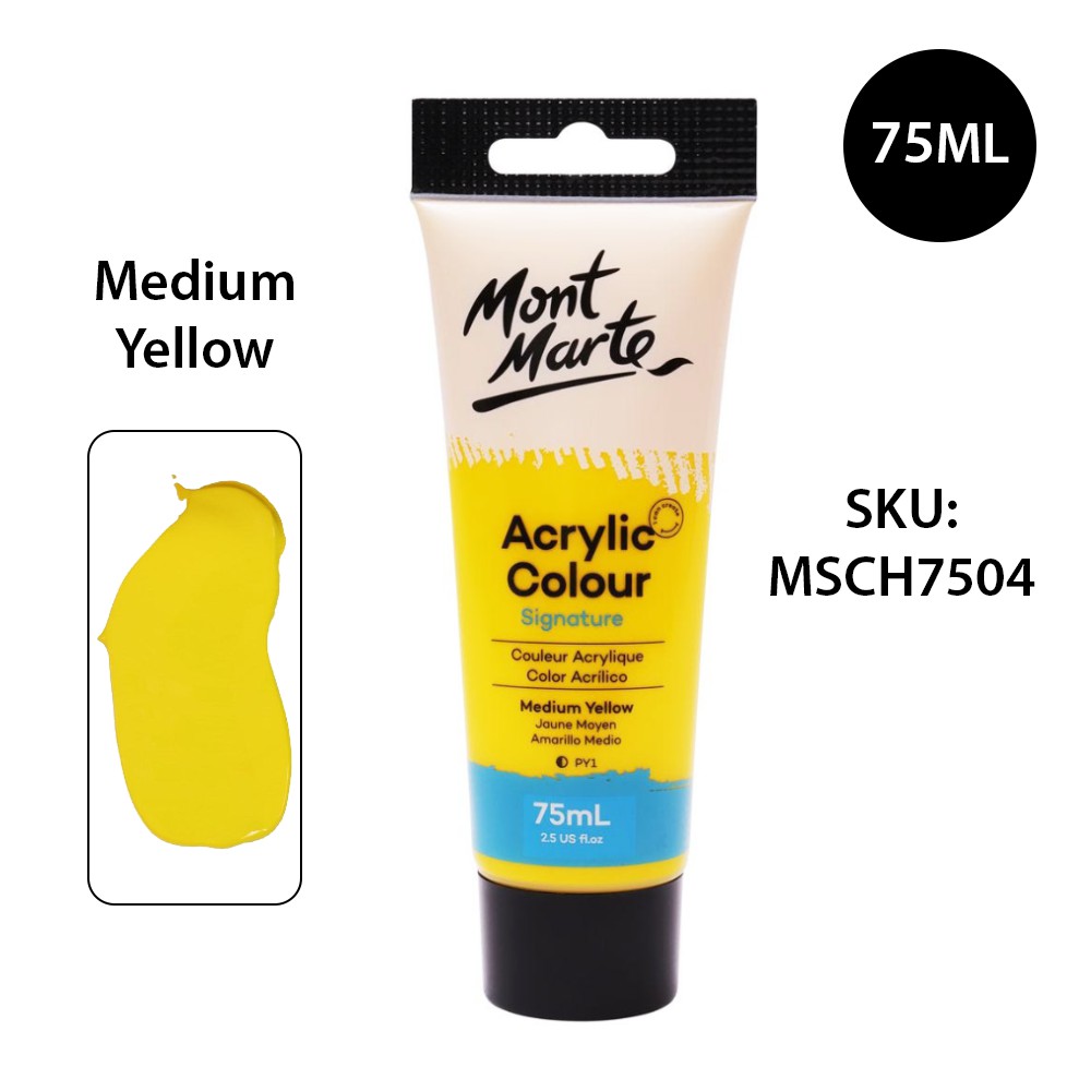 Màu Acrylic Mont Marte 75ml - Medium Yellow - Acrylic Colour Paint Signature 75ml (2.54oz) - MSCH7504