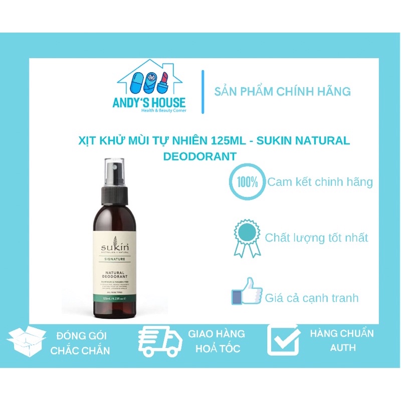 Xịt Khử Mùi Tự Nhiên 125ml - Sukin Natural Deodorant