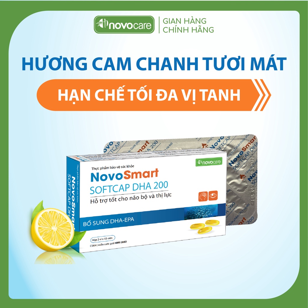 Viên Uống Dầu Cá Novosmart Softcap Giúp Bổ Sung DHA,EPA Hàm Lượng Cao Phát Triển Trí Tuệ, Thị Lực Tối Đa Hộp 30 Viên